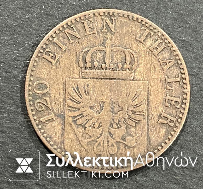 GERMANY - Prussia 3 Pfenninge 1865 VF/XF